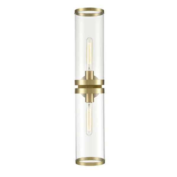 The Revolve II combines classic elegance with modern design through dramatic oversized clear glass shades and a stunning natural brass finish. Perfect for bathrooms and entryways, this versatile 28-inch fixture can be mounted horizontally or vertically.