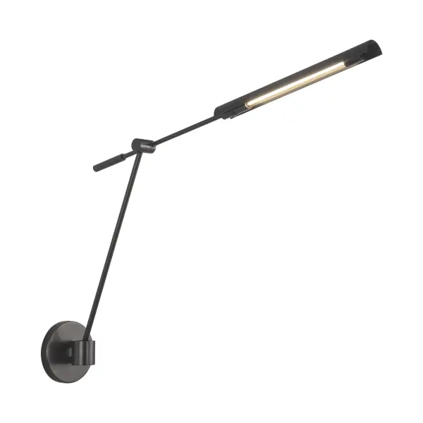 The Astrid 33-inch vanity light blends nostalgic Mid-Century Modern design with contemporary LED technology. Features adjustable integrated LED bars for directional lighting and an Urban Bronze finish for timeless appeal. - alternate view