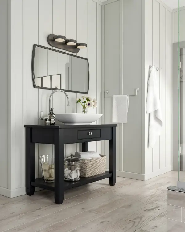 The Blanco vanity light blends modern LED technology with timeless alabaster stone, creating a sophisticated fixture perfect for bathrooms and hallways. Each adjustable head provides customizable task lighting. - alternate view