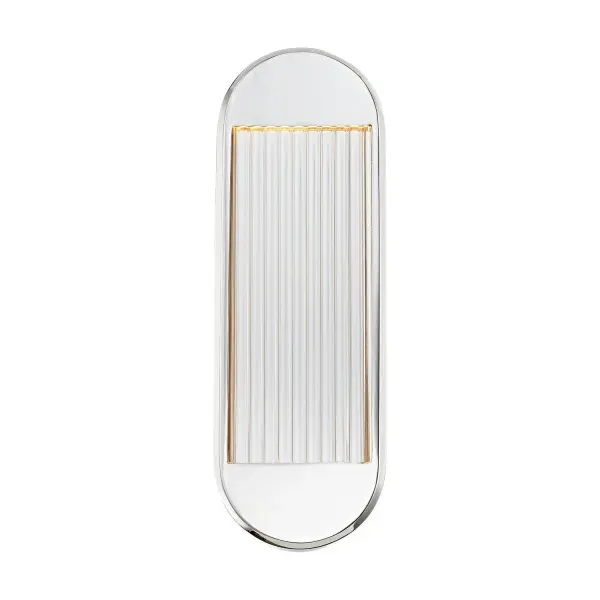 The Palais vanity light combines Art Deco elegance with contemporary functionality. Its solid brass frame and luxe ribbed acrylic elements create a sophisticated look perfect for bathrooms and entryways. Integrated LED provides energy-efficient warm lighting.