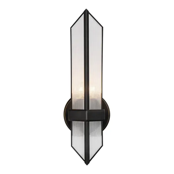 The Cairo 4-Light Vanity Light brings architectural elegance to your bathroom with its pyramid-inspired design and ribbed glass shades. Designed by Elisa Carlucci, this transitional fixture combines strong metal frames with beautiful textured glass for a sophisticated, modern look.