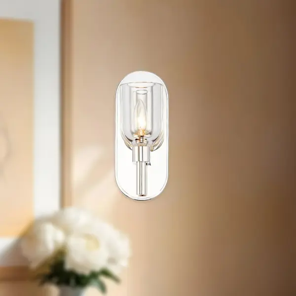 Lucian 9-Inch Wall/Vanity Light in Urban Bronze with Clear Crystal - Image 2