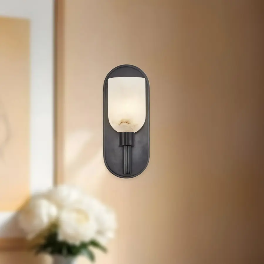 Lucian 9-Inch Wall/Vanity Light in Urban Bronze with Clear Crystal - Image 3