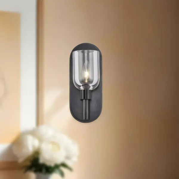 Lucian 9-Inch Wall/Vanity Light in Urban Bronze with Clear Crystal - Image 4