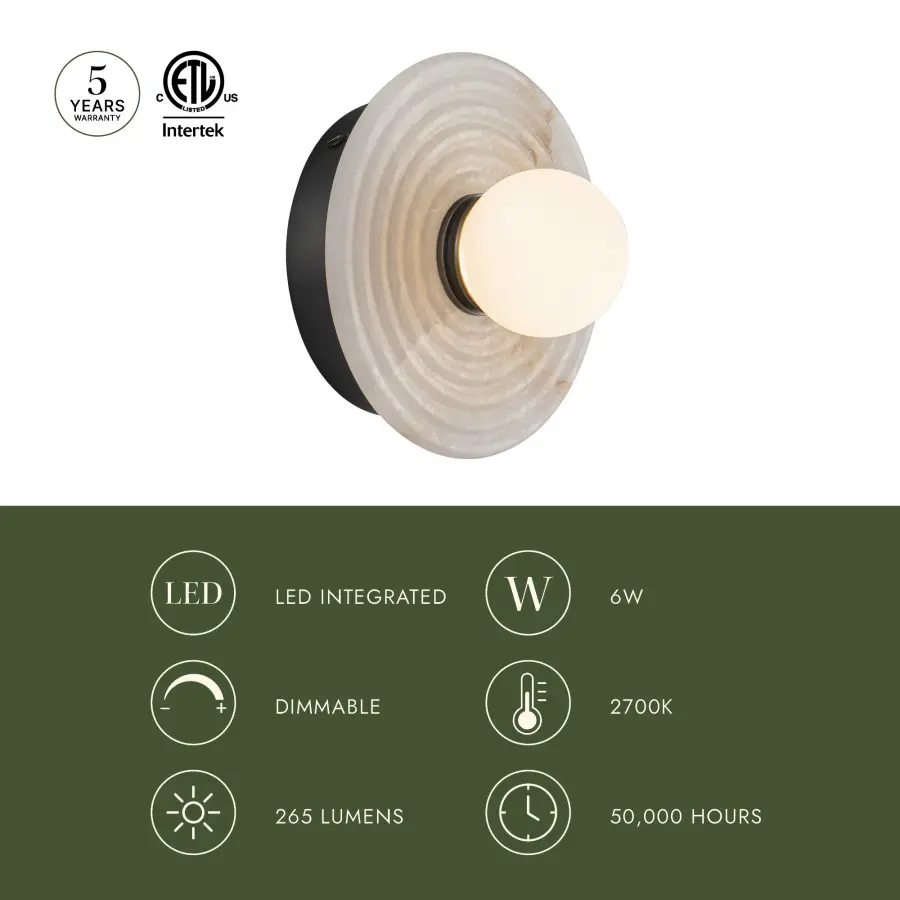 Dahlia 6-Inch Wall/Vanity Light in Vintage Brass - Image 10
