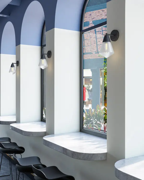 The Willard 6-light vanity fixture brings timeless elegance with its vintage brass finish and opal matte glass shades. Perfect for bathrooms and powder rooms, this versatile piece can be mounted up or down to suit your space. - alternate view