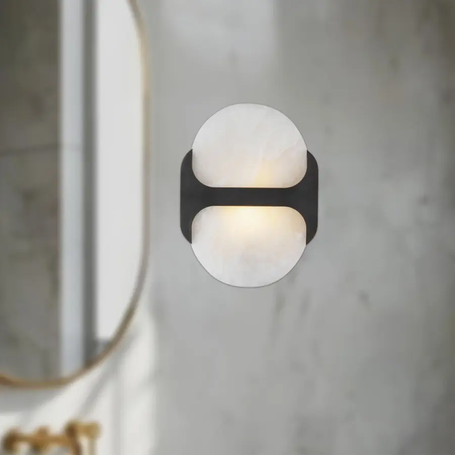 Odin 9-Inch Wall/Vanity Light in Urban Bronze with Alabaster - Image 2