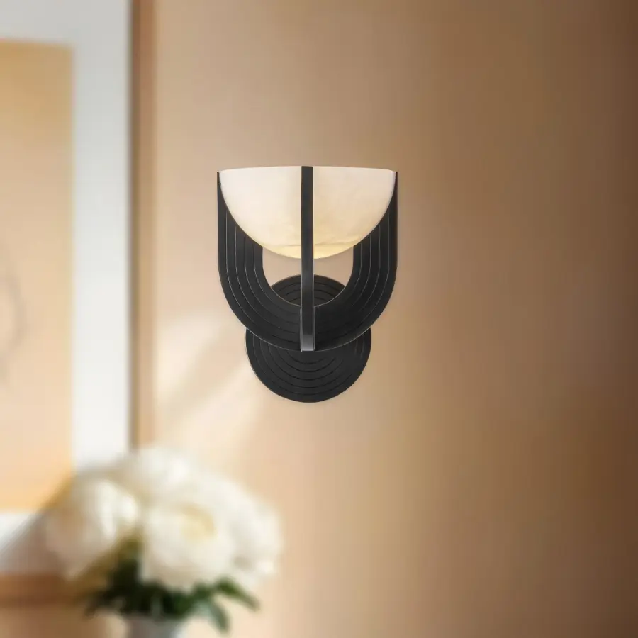 Colette 6-Light Wall/Vanity Light in Urban Bronze with Alabaster - Image 2