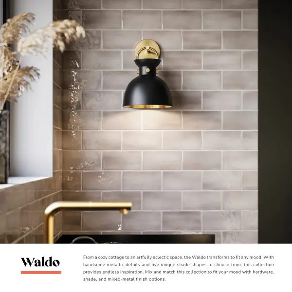 Waldo 9-Inch Wall/Vanity Light in Aged Gold & Matte Black - Image 4
