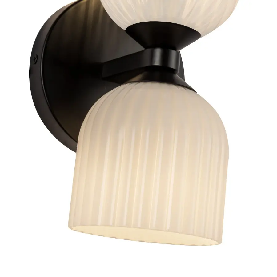 Nelly 12-Inch Wall/Vanity Light in Brushed Gold with Clear Ribbed Glass - Image 11