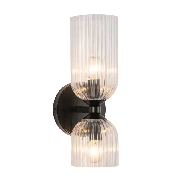Nelly 12-Inch Wall/Vanity Light in Brushed Gold with Clear Ribbed Glass - Image 13