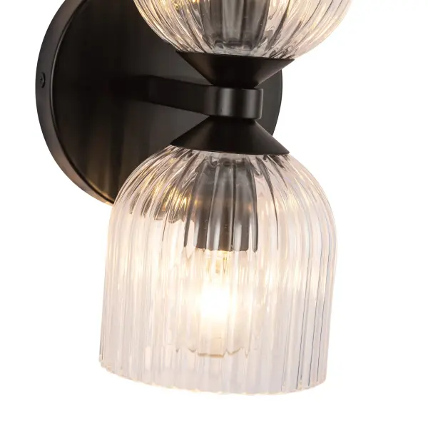 Nelly 12-Inch Wall/Vanity Light in Brushed Gold with Clear Ribbed Glass - Image 15