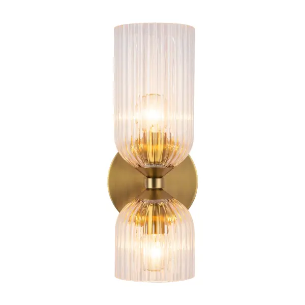 Nelly 12-Inch Wall/Vanity Light in Brushed Gold with Clear Ribbed Glass - Image 16