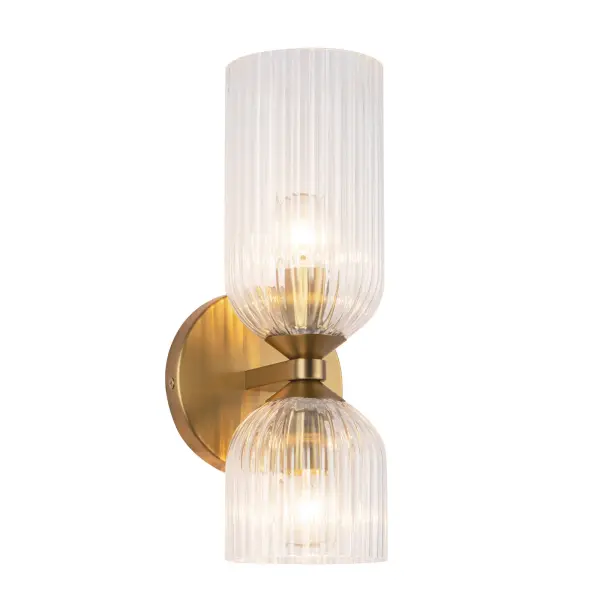 Nelly 12-Inch Wall/Vanity Light in Brushed Gold with Clear Ribbed Glass - Image 18
