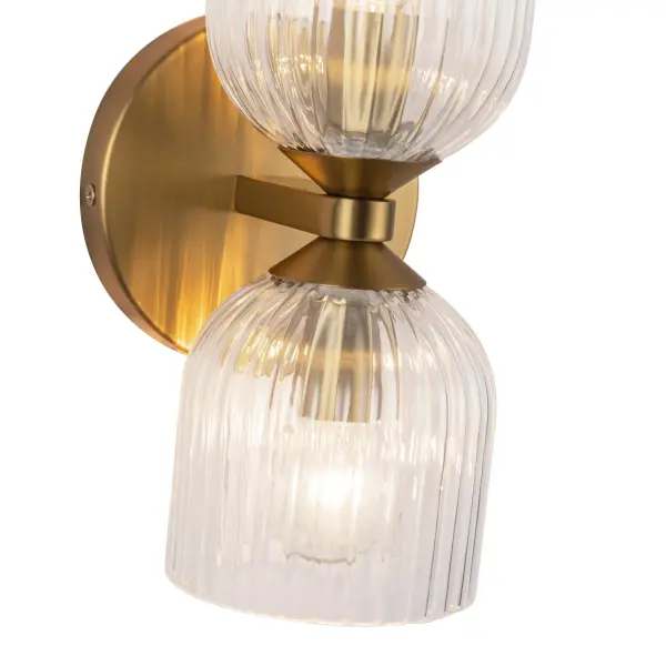 Nelly 12-Inch Wall/Vanity Light in Brushed Gold with Clear Ribbed Glass - Image 19