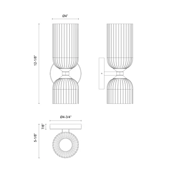 Nelly 12-Inch Wall/Vanity Light in Brushed Gold with Clear Ribbed Glass - Image 20