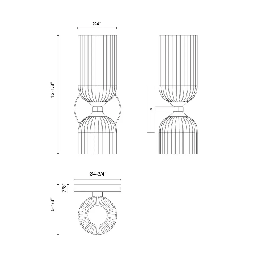 Nelly 12-Inch Wall/Vanity Light in Brushed Gold with Clear Ribbed Glass - Image 20
