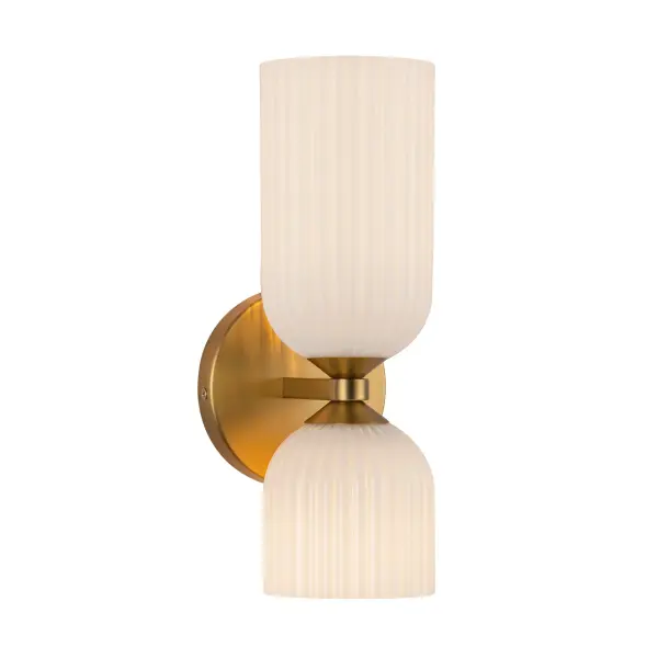 Nelly 12-Inch Wall/Vanity Light in Brushed Gold with Clear Ribbed Glass - Image 5