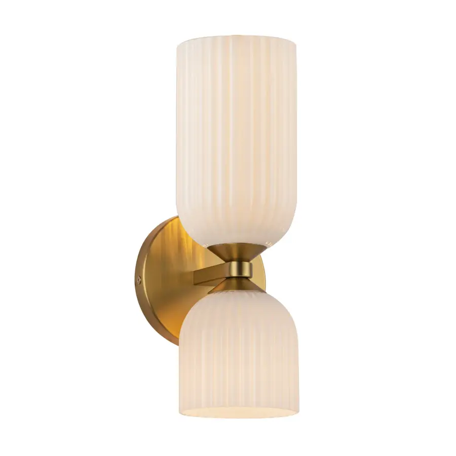 Nelly 12-Inch Wall/Vanity Light in Brushed Gold with Clear Ribbed Glass - Image 6