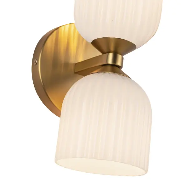 Nelly 12-Inch Wall/Vanity Light in Brushed Gold with Clear Ribbed Glass - Image 7