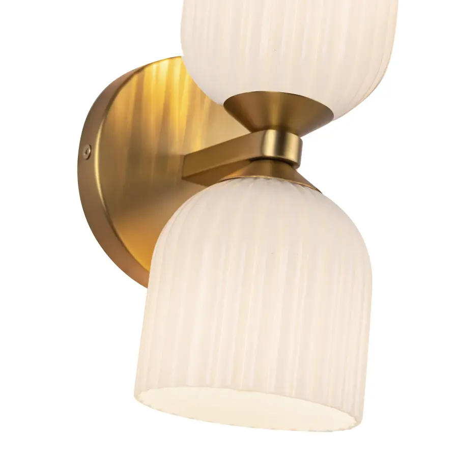 Nelly 12-Inch Wall/Vanity Light in Brushed Gold with Clear Ribbed Glass - Image 7