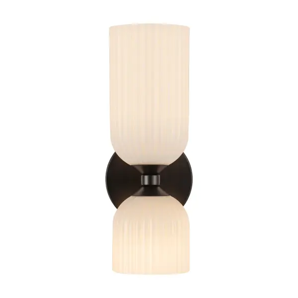 Nelly 12-Inch Wall/Vanity Light in Brushed Gold with Clear Ribbed Glass - Image 8