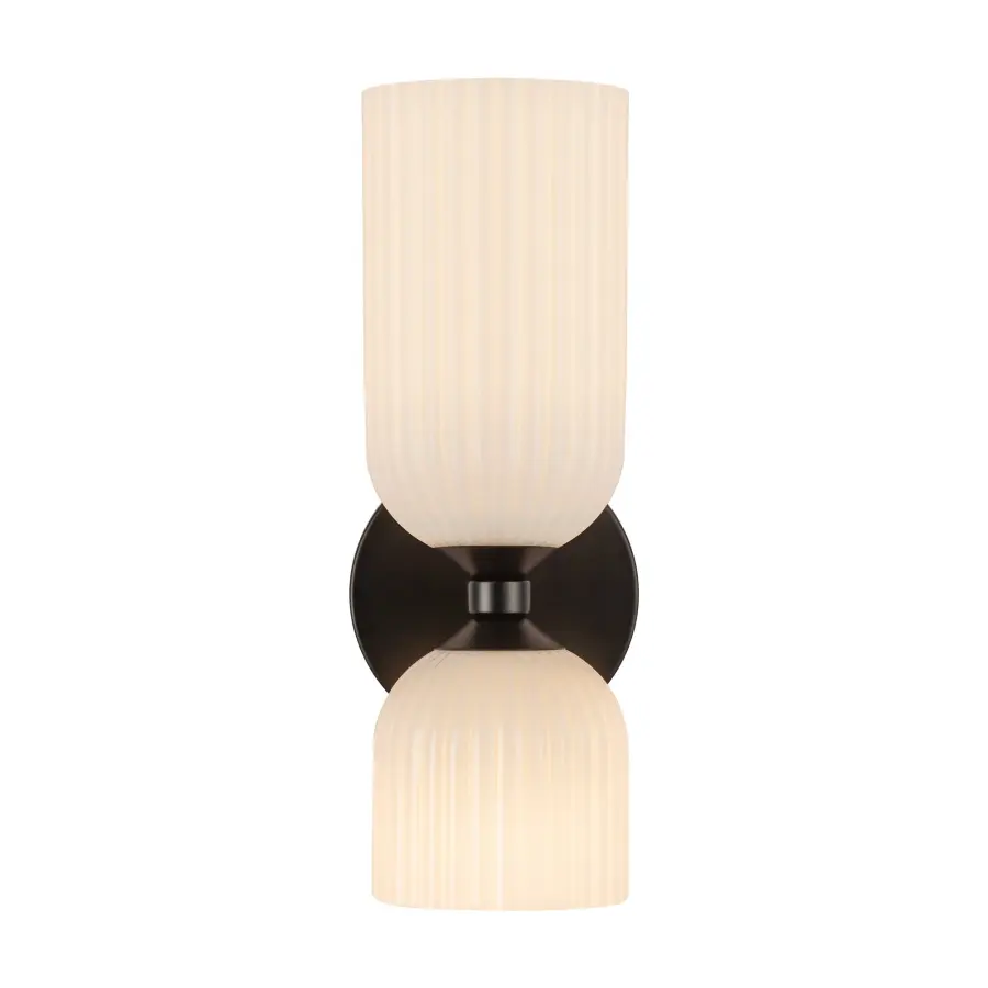 Nelly 12-Inch Wall/Vanity Light in Brushed Gold with Clear Ribbed Glass - Image 8