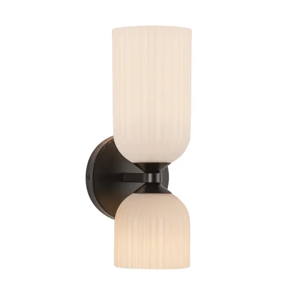 Nelly 12-Inch Wall/Vanity Light in Brushed Gold with Clear Ribbed Glass - Image 9