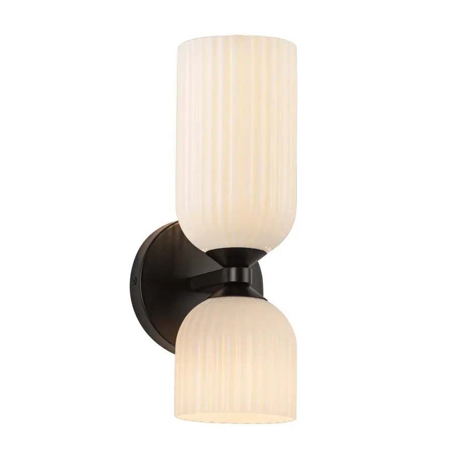 Nelly 12-Inch Wall/Vanity Light in Brushed Gold with Clear Ribbed Glass - Image 10