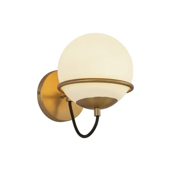 The Alba vanity light blends Italian modern elegance with 1950s playfulness. Matte opal glass orbs appear to float around a minimal matte black frame with aged gold accents, creating an effortless, sophisticated look for bathrooms and beyond.