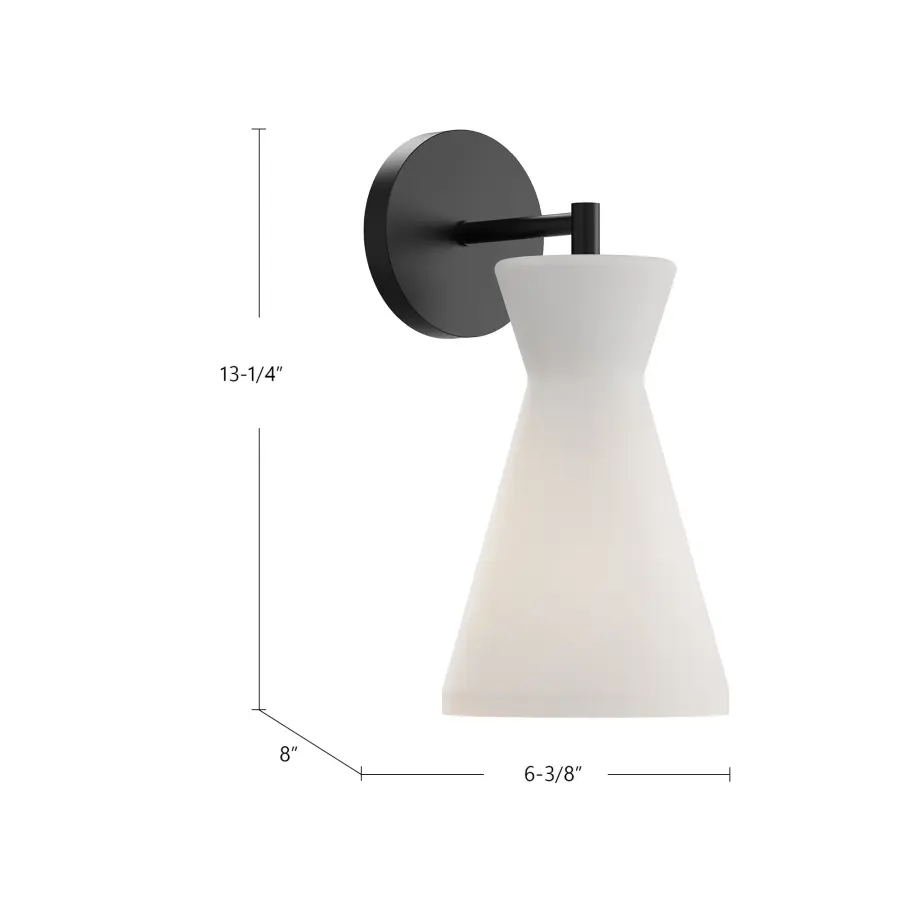 Betty 6-Light Wall/Vanity Light in Matte Black with Opal Glass - Image 4