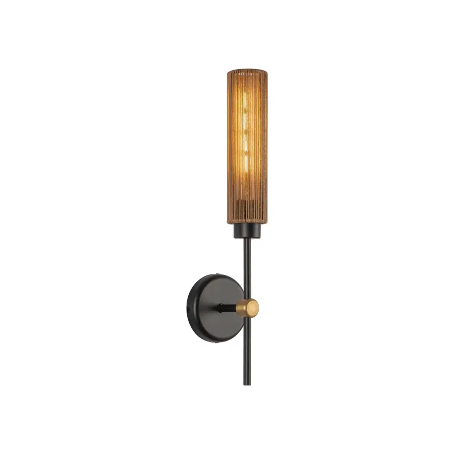 Colby 20-Inch Wall/Vanity Light in Matte Black with Tan Jute - Image 1