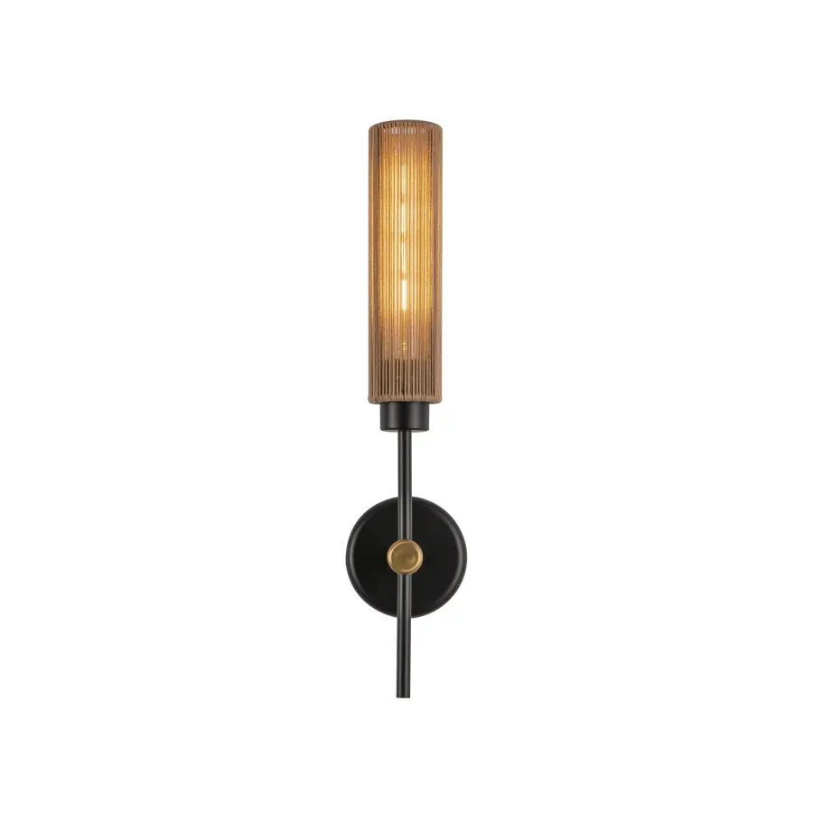 Colby 20-Inch Wall/Vanity Light in Matte Black with Tan Jute - Image 2