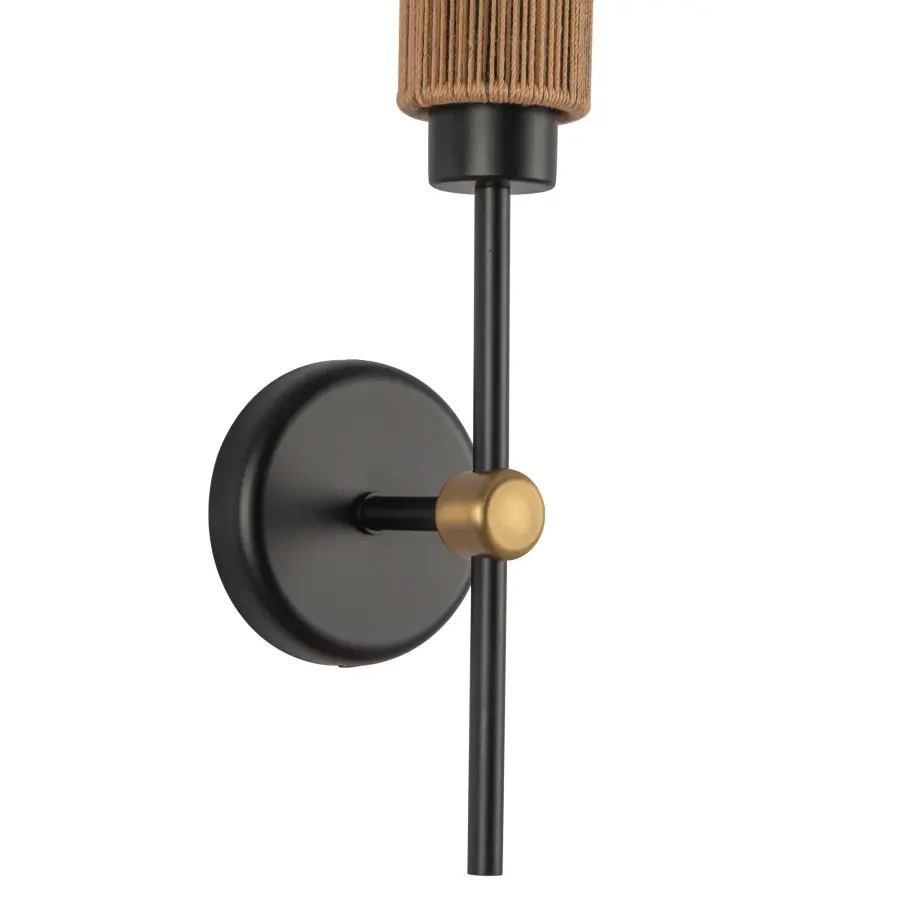 Colby 20-Inch Wall/Vanity Light in Matte Black with Tan Jute - Image 5