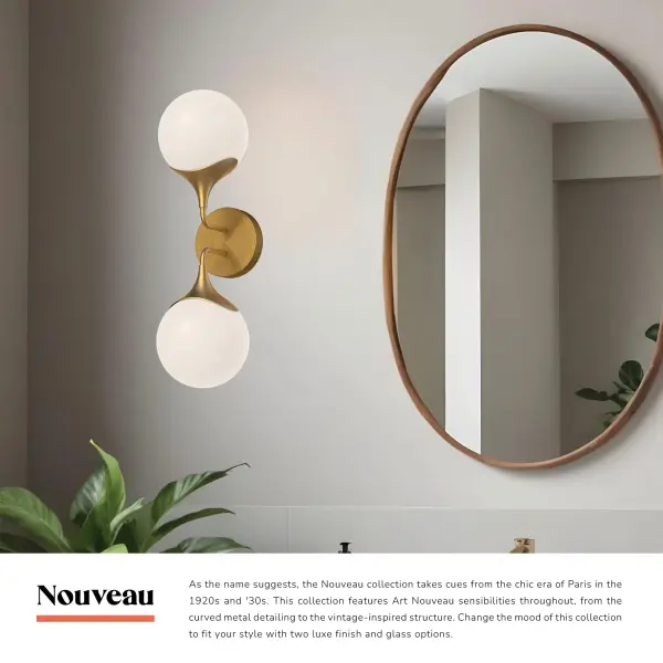 Nouveau 19-Inch Wall/Vanity Light in Aged Gold - Image 3