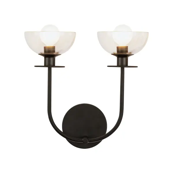 Elegant Vanity Light with Sinuous Metal Design and Clear Glass Domes - Image 1