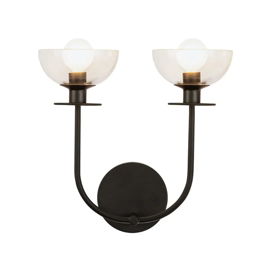 Elegant Vanity Light with Sinuous Metal Design and Clear Glass Domes - Image 1
