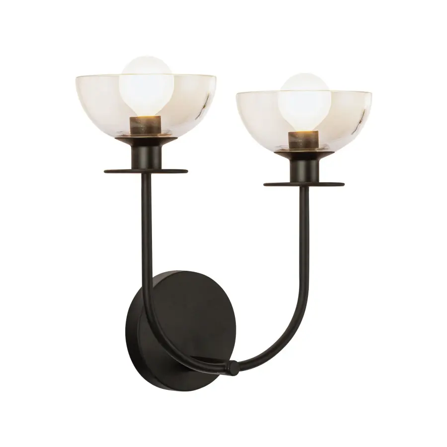 Elegant Vanity Light with Sinuous Metal Design and Clear Glass Domes - Image 2