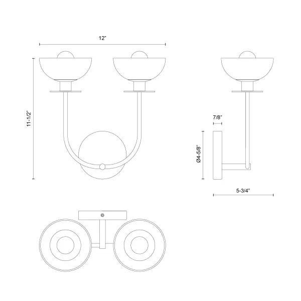 Elegant Vanity Light with Sinuous Metal Design and Clear Glass Domes - Image 12