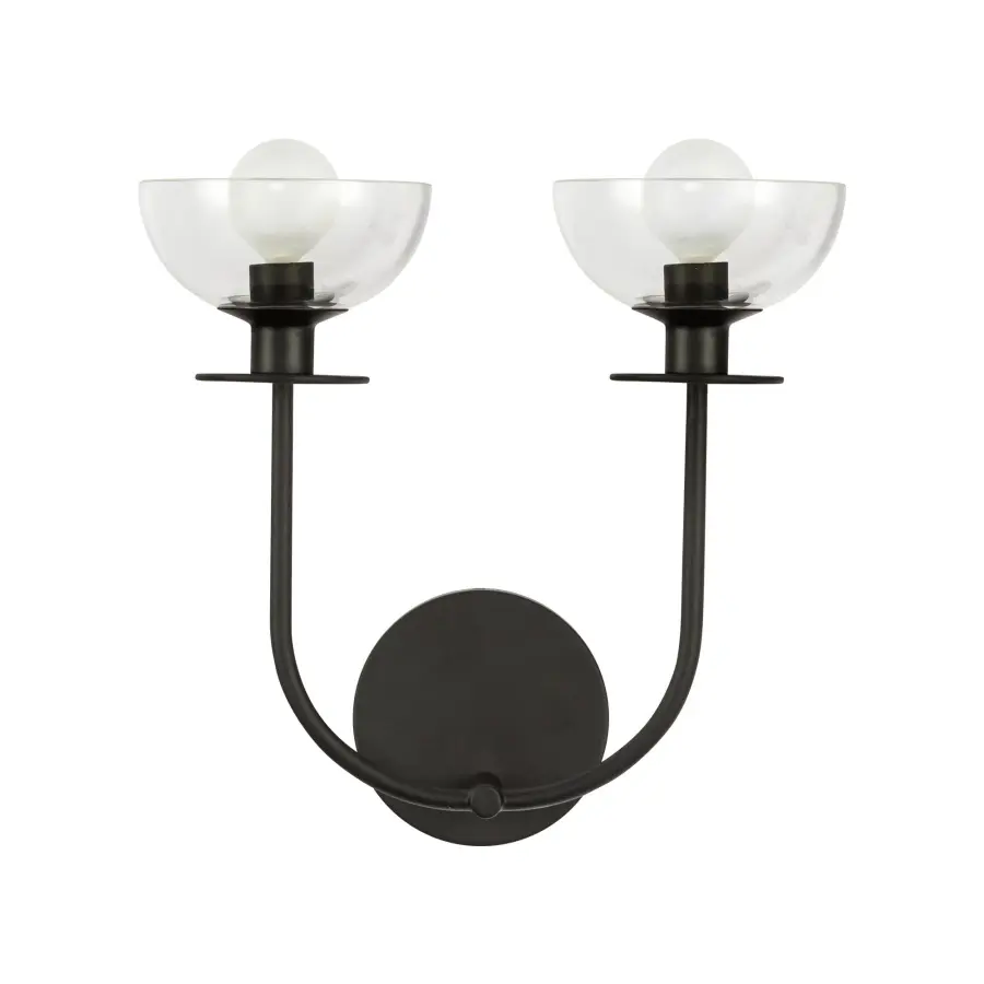 Elegant Vanity Light with Sinuous Metal Design and Clear Glass Domes - Image 3
