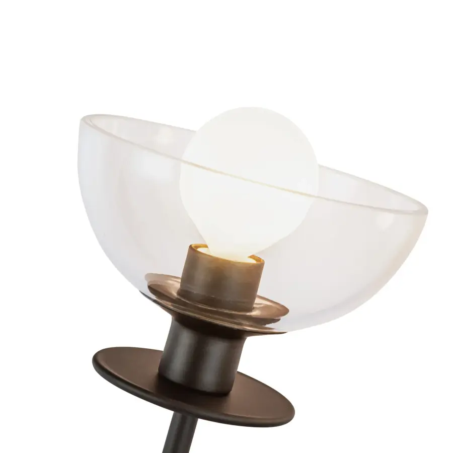 Elegant Vanity Light with Sinuous Metal Design and Clear Glass Domes - Image 5