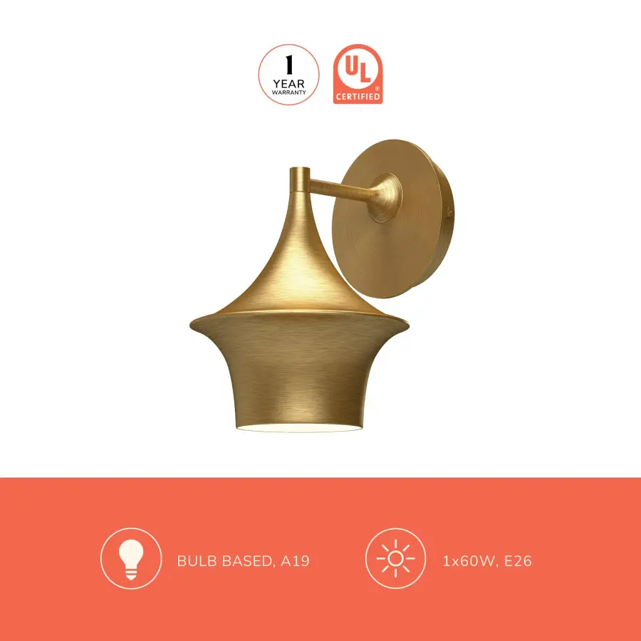 Emiko 7-Inch Wall/Vanity Light in Brushed Gold - Image 6