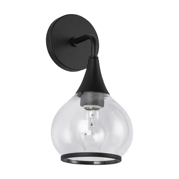 Hazel 6-Inch Wall/Vanity Light in Matte Black with Clear Glass - Image 11