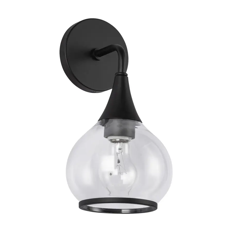 Hazel 6-Inch Wall/Vanity Light in Matte Black with Clear Glass - Image 11