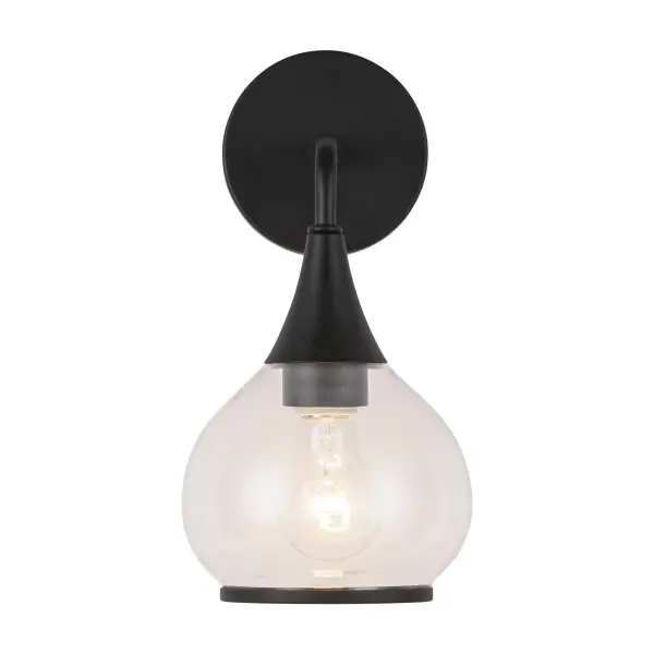 Hazel 6-Inch Wall/Vanity Light in Matte Black with Clear Glass - Image 9