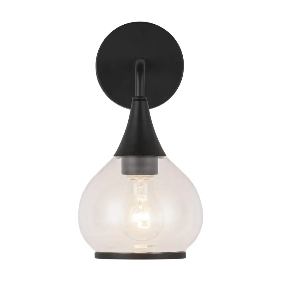 Hazel 6-Inch Wall/Vanity Light in Matte Black with Clear Glass - Image 9