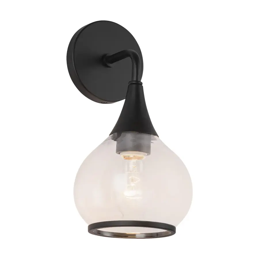 Hazel 6-Inch Wall/Vanity Light in Matte Black with Clear Glass - Image 10