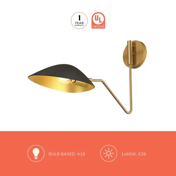 Oscar 6-Light Wall/Vanity Light in Aged Gold & Matte Black - Image 3