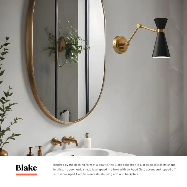 Blake 5-Light Wall/Vanity Light in Aged Gold and White - Image 3