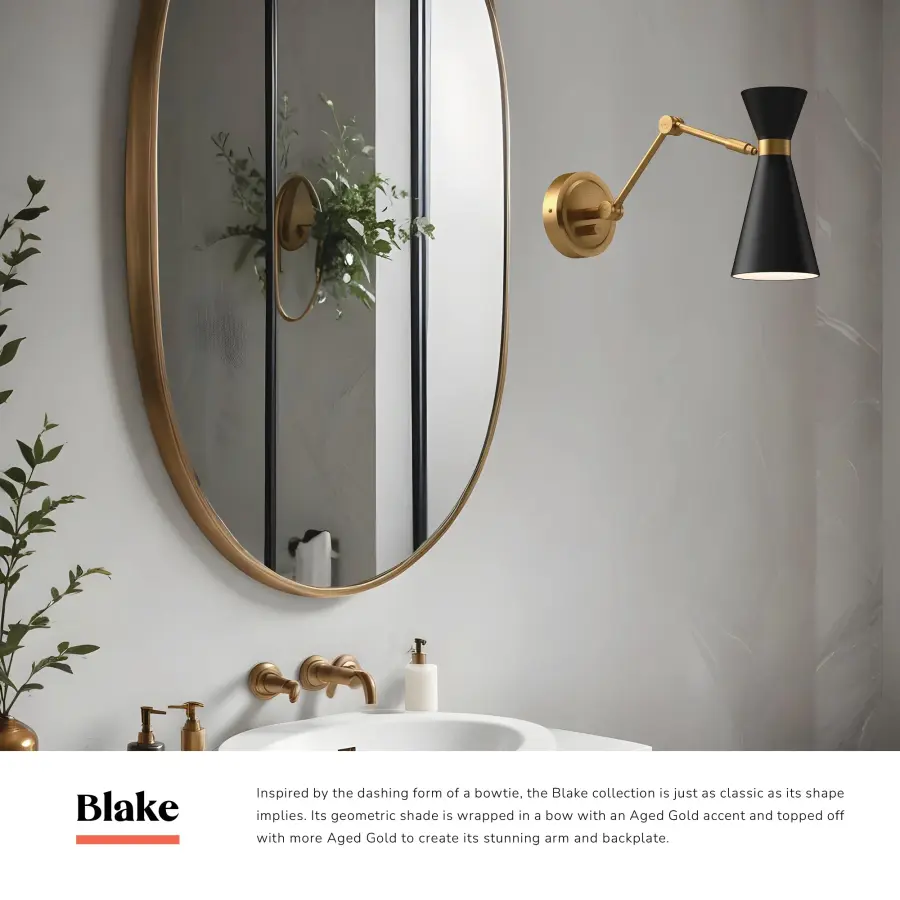 Blake 5-Light Wall/Vanity Light in Aged Gold and White - Image 3